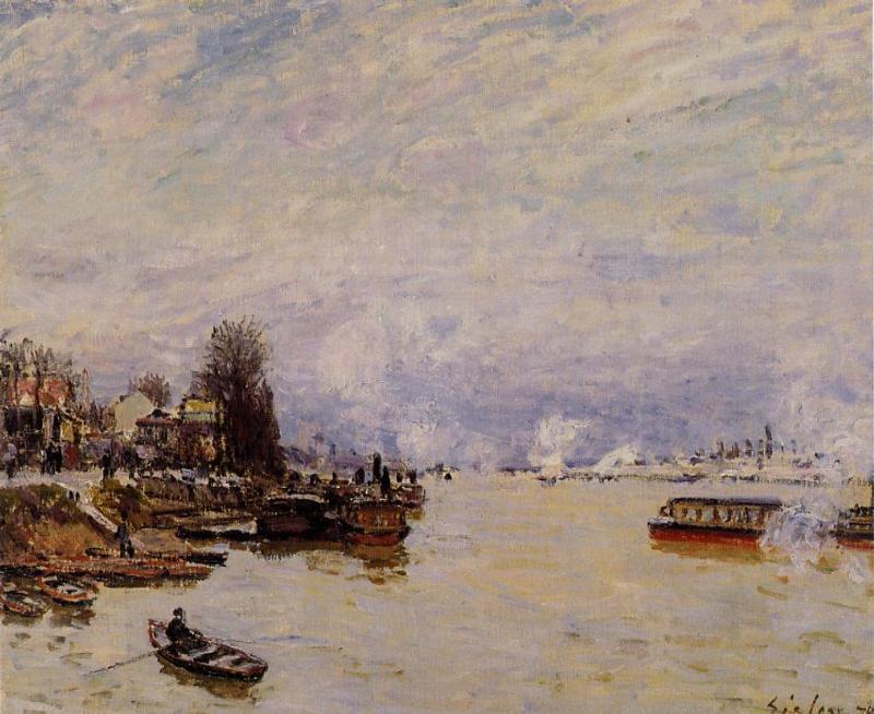 The Seine, View From The Quay De Pont Du Jour — Alfred Sisley