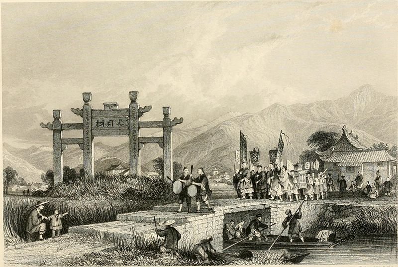 Scene In The Suburbs Of Ting-hae — Thomas Allom