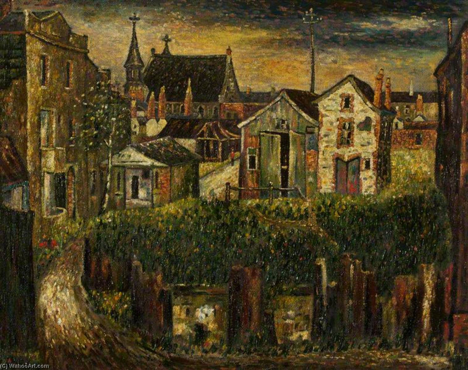 View Behind Buildings Towards A Church — Charles Byrd