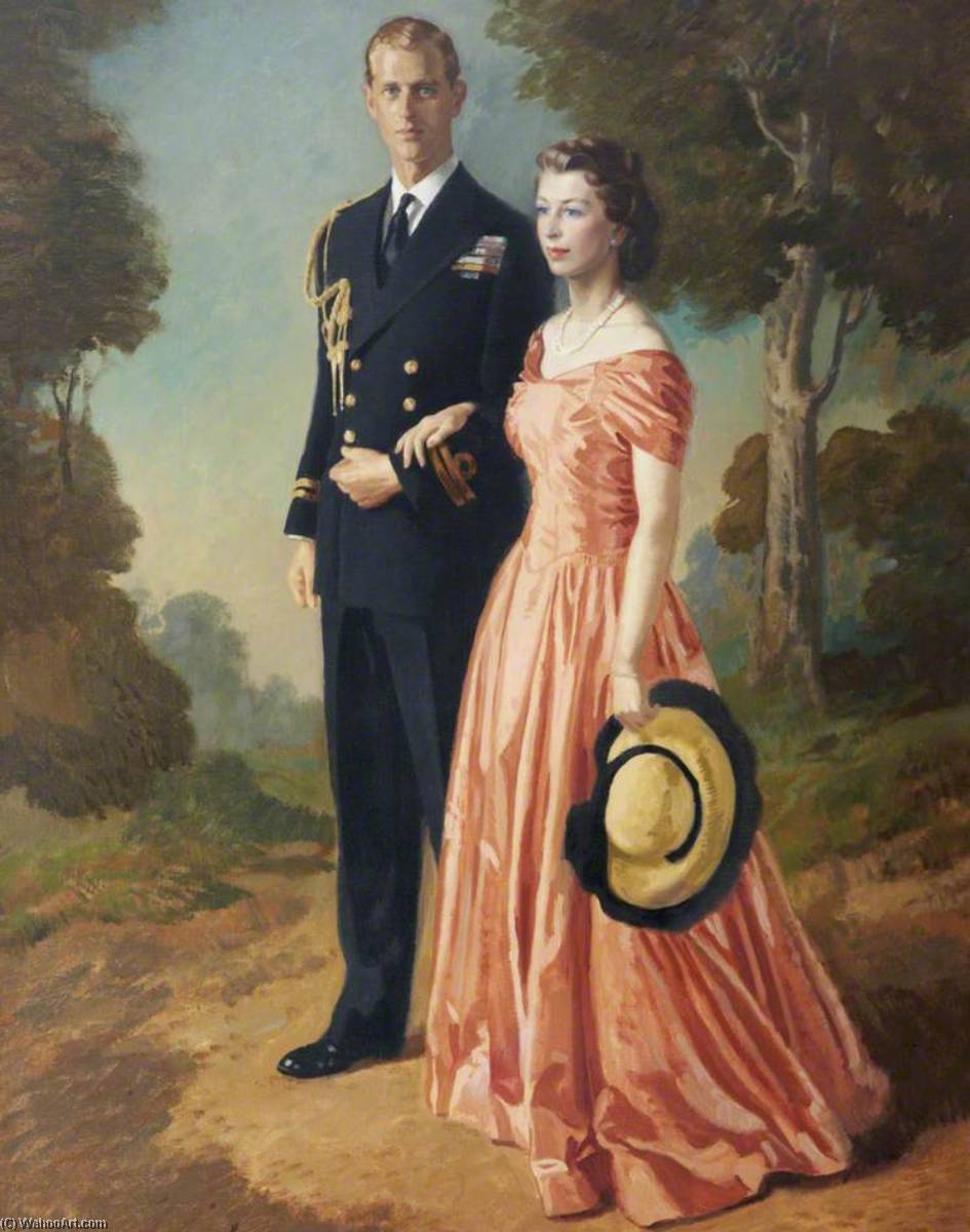 Her Royal Highness Princess Elizabeth (b.1926), And The Duke Of Edinburgh (b.1921) — Edward Irvine Halliday