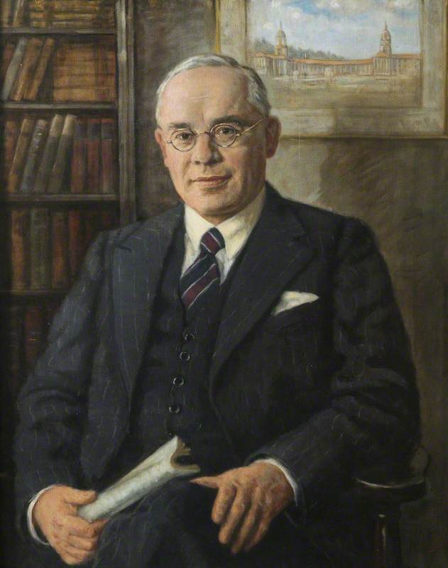 The Right Honourable Jan Hendrik Hofmeyer, Pc (rhodes Scholar 1913–1916), A Portrait Of Greenwich Hospital Behind Him — Katharine Constance Lloyd