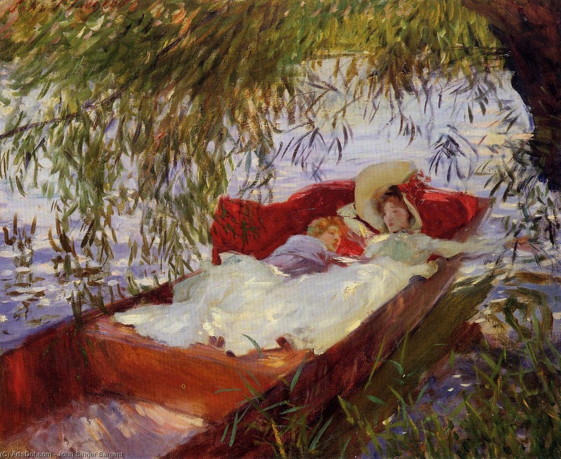 Two Women Asleep In A Punt Under The Willows — John Singer Sargent