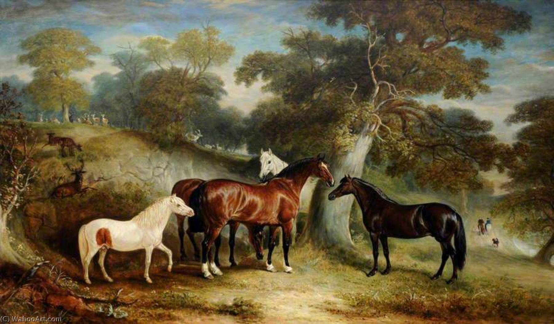 A Group Of Ponies In The Park — Sr John E Ferneley