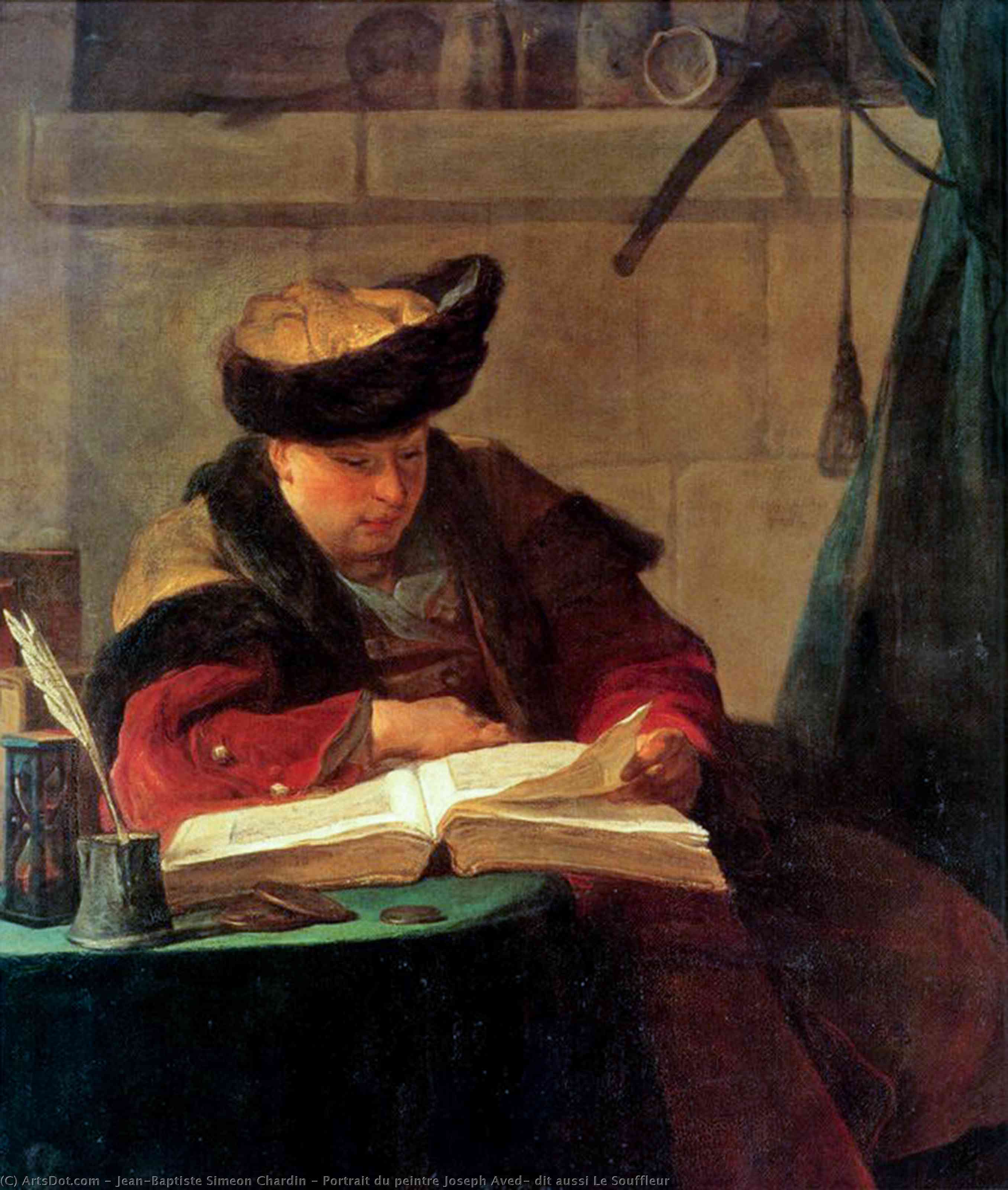 Portrait Du Peintre Joseph Aved, Dit Aussi Le Souffleur — Jean-baptiste-siméon Chardin