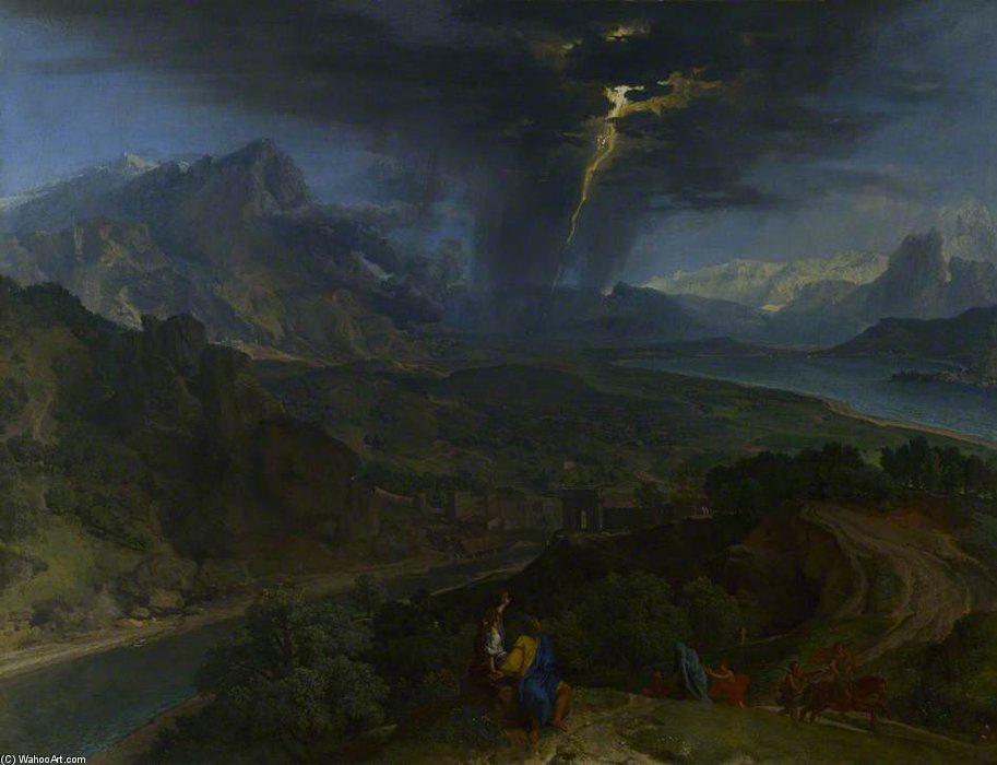 Mountain Landscape With Lightning — Francisque Millet