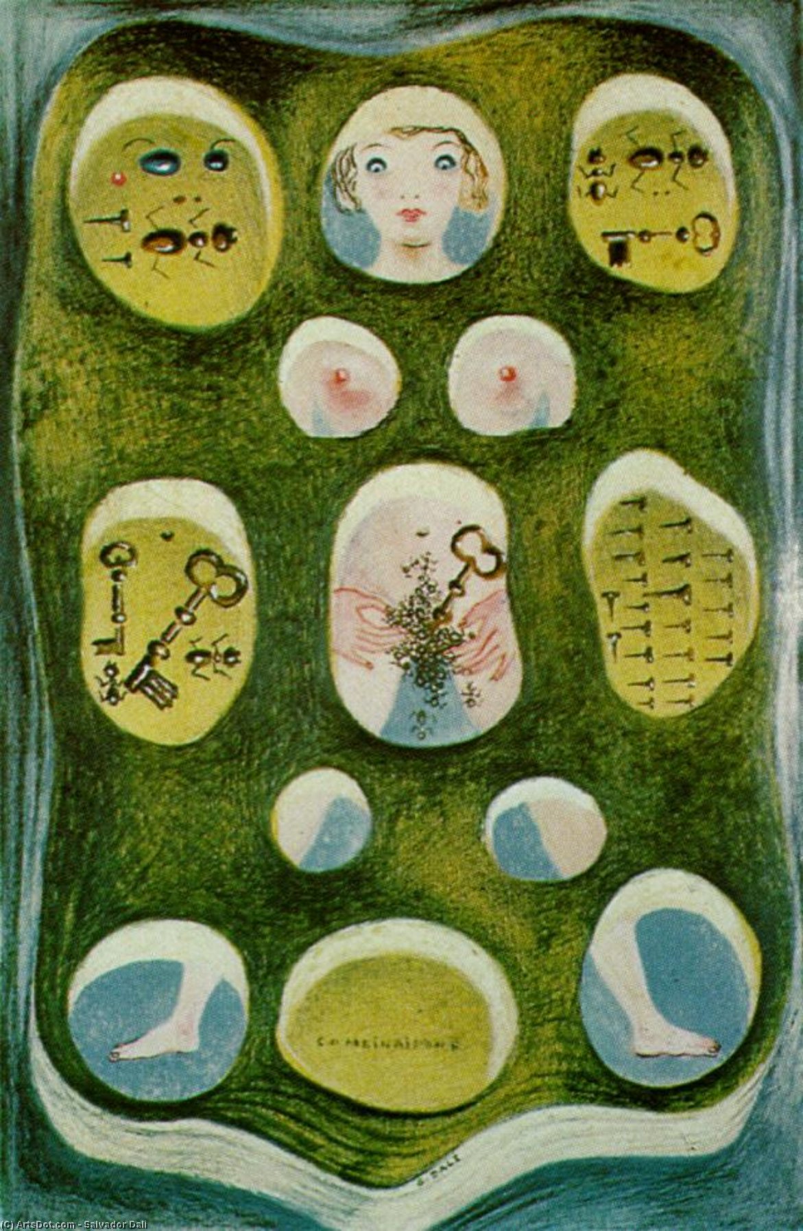 Combinations (or The Combined Dalhnian Phantasms, Ants, Keys, Nails), 1931 — Salvador Dalí