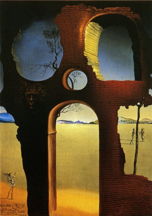 Ruin Mit Kopf Der Medusa Und Landschaft — Salvador Dalí