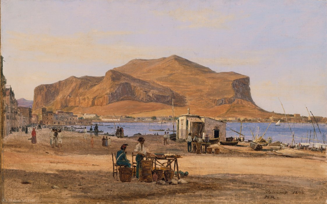 Palermo Harbor With A View Of Monte Pellegrino — Martinus Christian Wesseltoft Rørbye