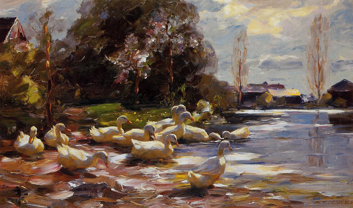 Ducks On A Riverbank On A Sunny Afternoon — Alexander Max Koeste