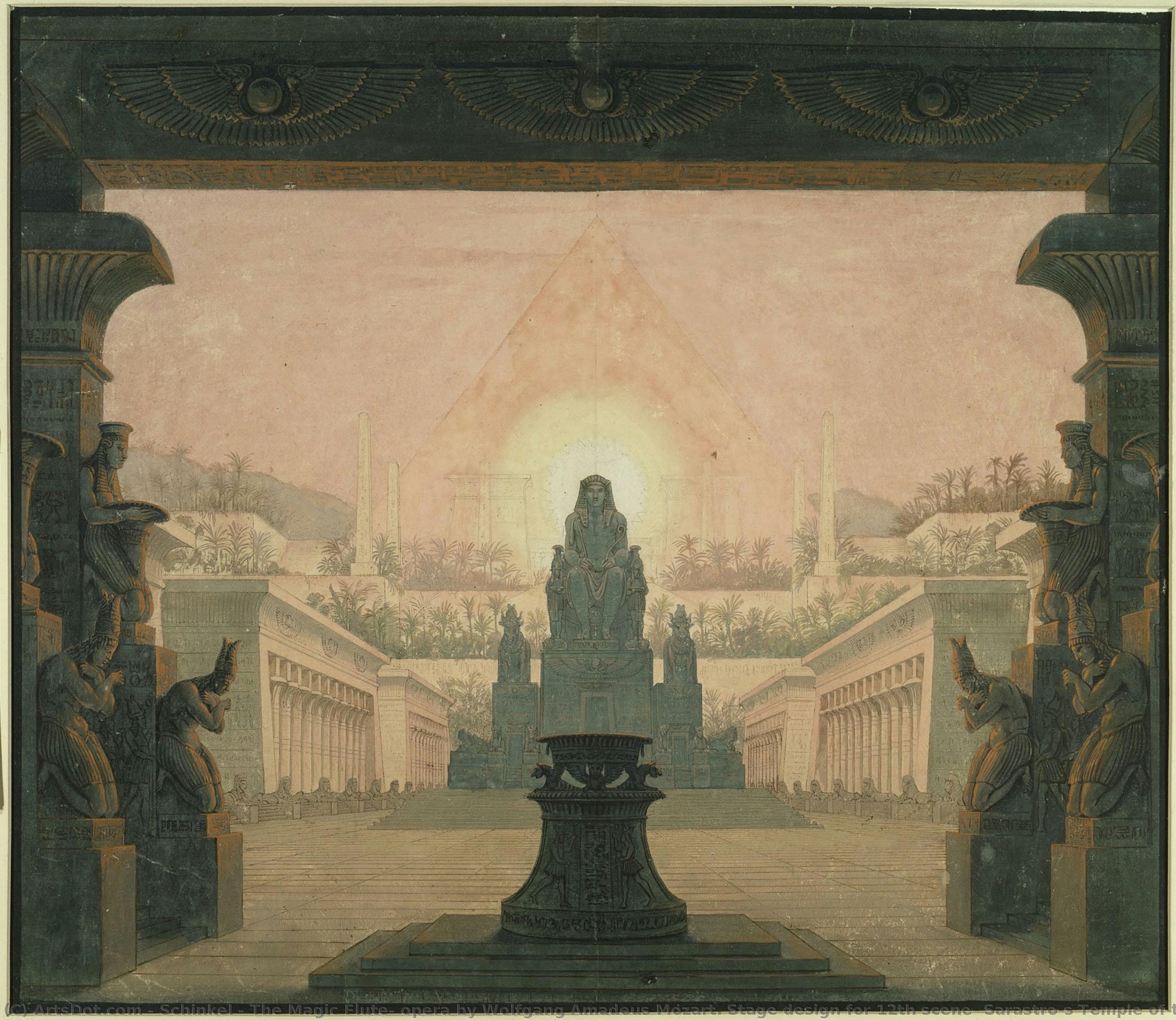 Die Zauberflöte, Oper Von Wolfgang Amadeus Mozart. Bühnenbild Für Die 12. Szene: Sarastros Sonnen-tempel — Karl Friedrich Schinkel