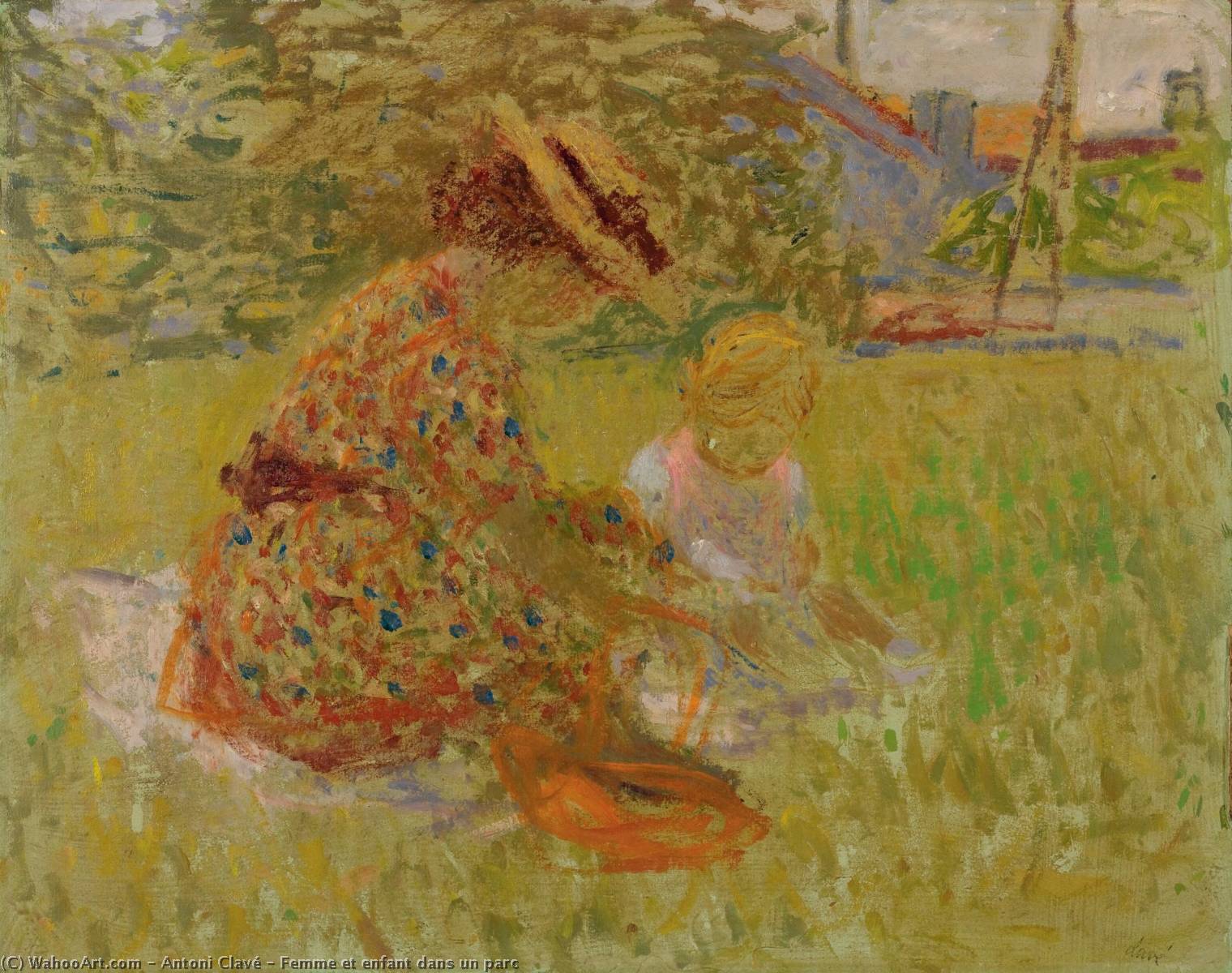 Femme Et Enfant Dans Un Parc — Antoni Clavé