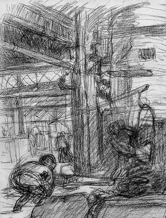 Sc_ne With Glass Blowers In The Borinage Sun — Isaac Lazarus Israels