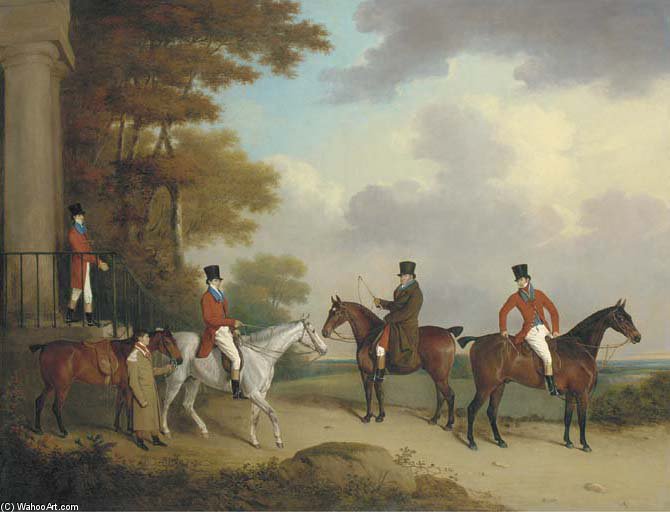 The Reverend George Bower, The Reverend John Bower, Robert Bower Of Welham And Robert Bower Junior At The Steps Of Welham Hall, Yorkshire — Henry Bernard Chalon