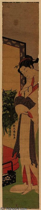 Standing Courtesan With Screen And Bedding — Suzuki Harunobu