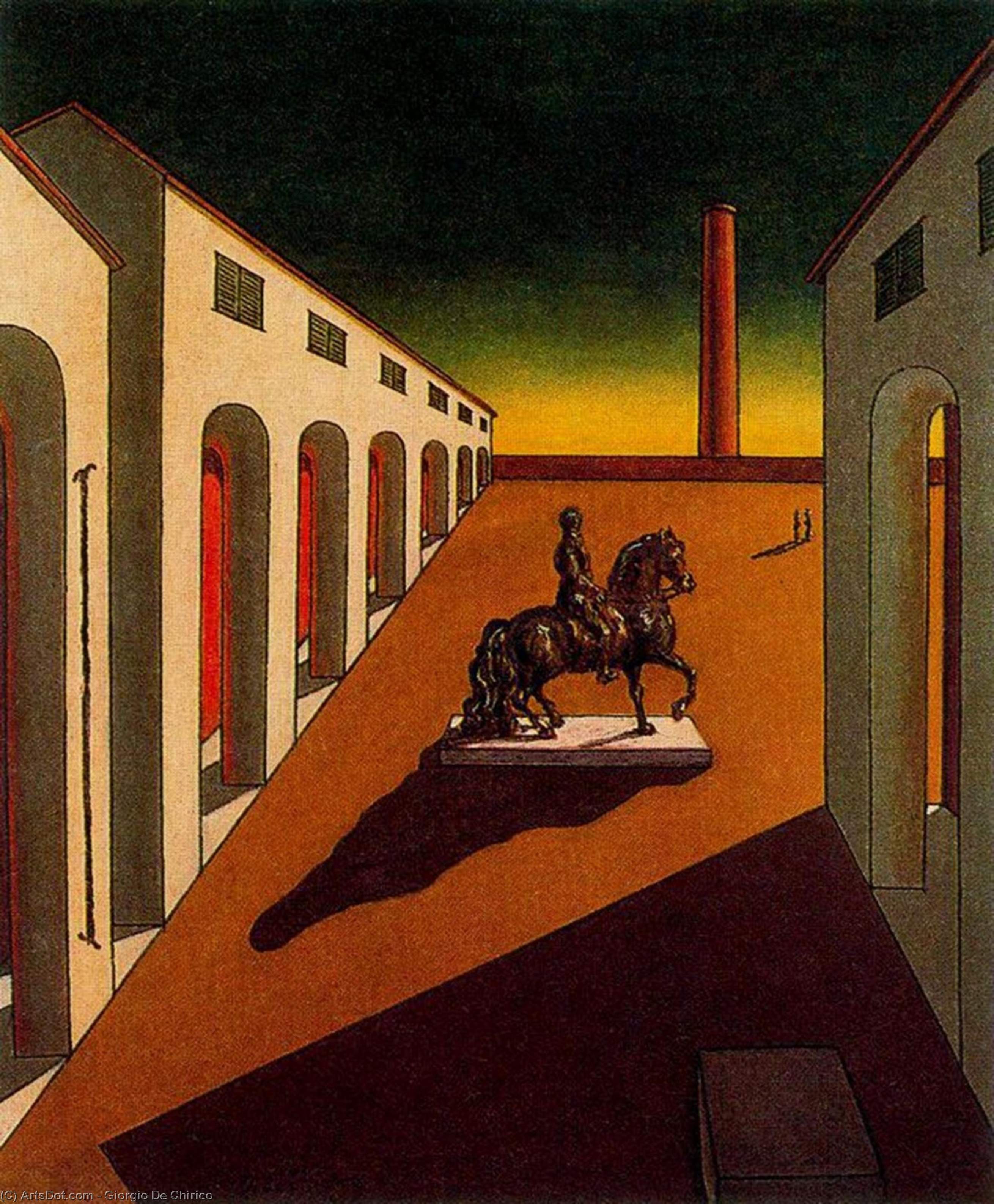 Plaza De Italia With Equestrian Statue — Ђорђе Де Кирико