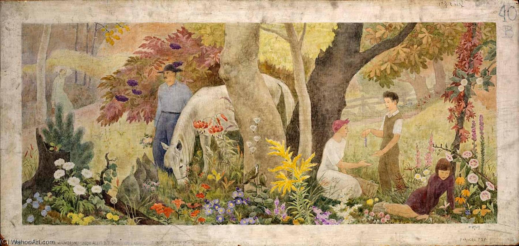 Wisconsin Wild Flowers Spring (mural Study, West Allis Post Office, Milwaukee, Wisconsin) — Frances Foy