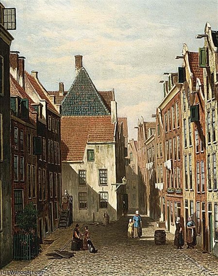 A Street Scene In A Dutch Town — Oene Romkes De Jongh