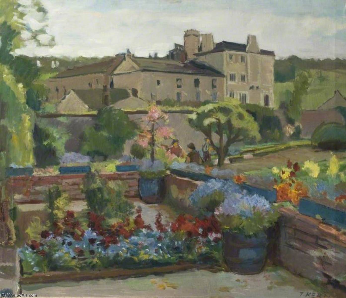 Flower Garden With A Large House Beyond — Theodor Kern