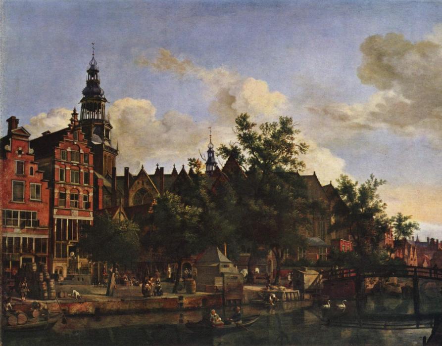 View Of Oudezijds Voorburgwal With The Oude Kerk In Amsterdam — Adriaen Van De Velde