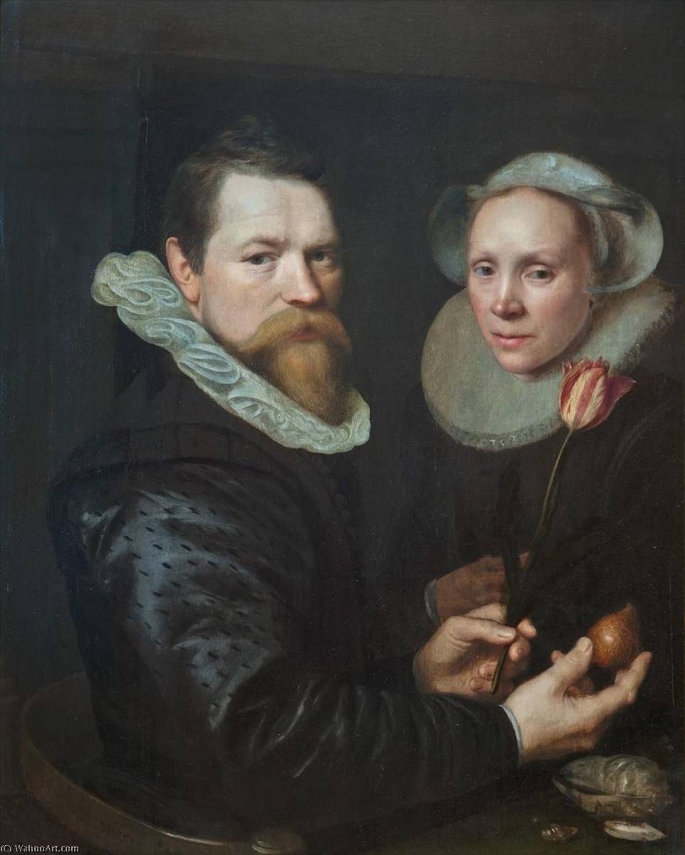 Double Portrait Of A Husband And Wife With Tulip, Bulb, And Shells — Michiel Jansz Van Miereveld