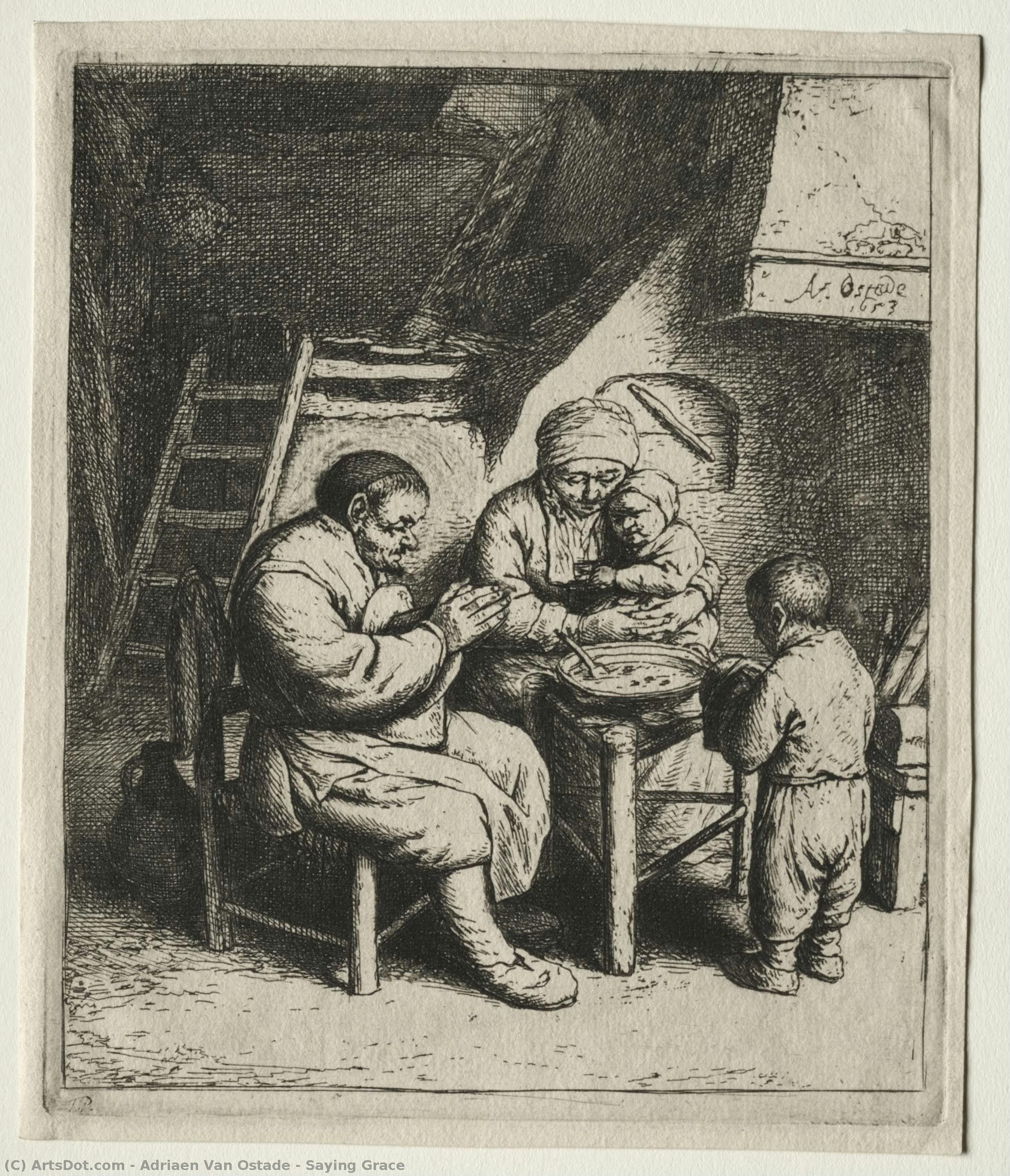 Saying Grace — Adriaen Van Ostade