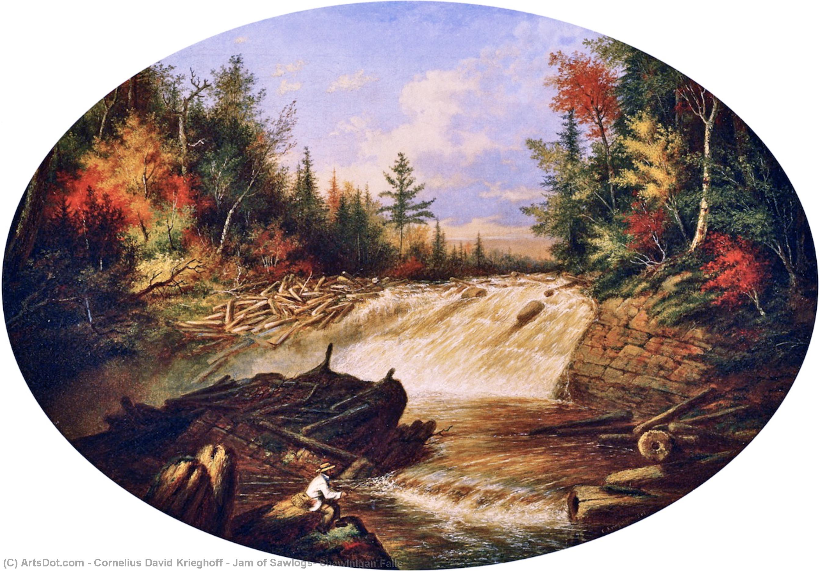 Jam Of Sawlogs, Shawinigan Falls — Cornelius David Krieghoff