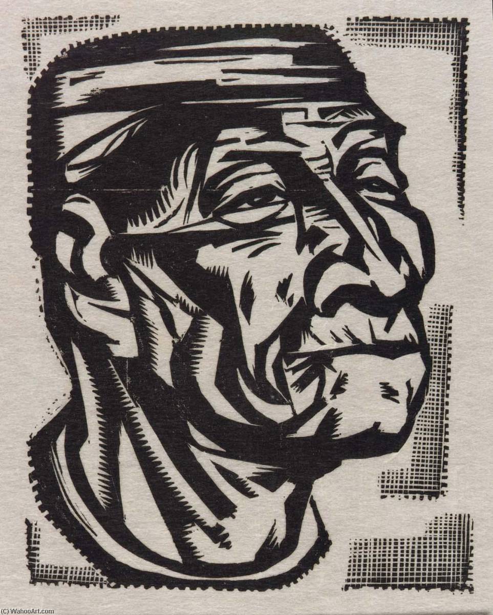 Head Of An Indian Facing Left — Howard Cook