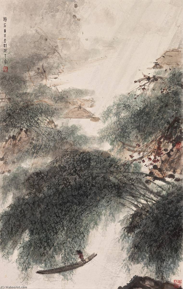 Boating Under The Willows — Fu Baoshi