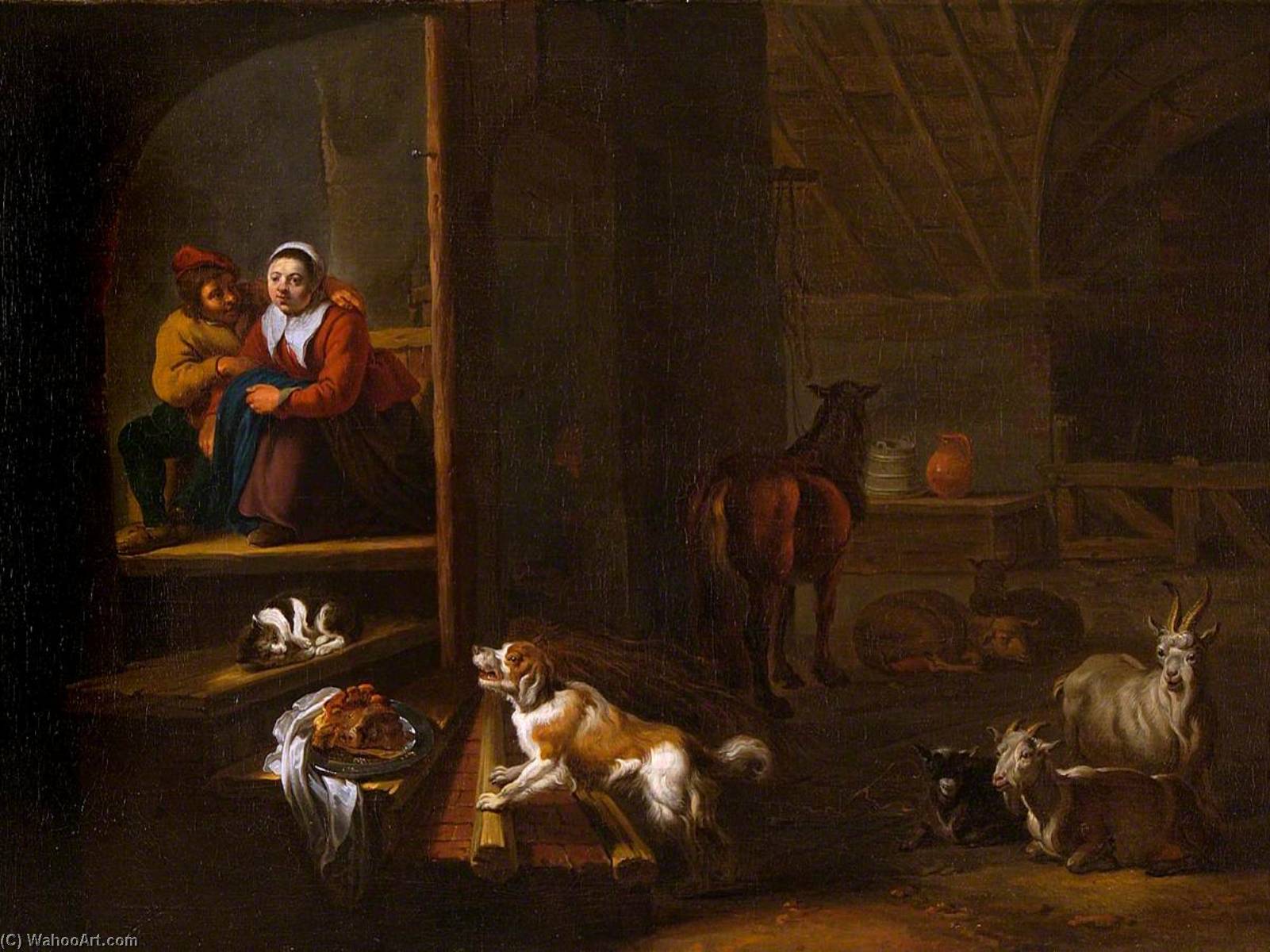 Doorway, Couple Embracing — Hendrik Martensz Sorgh