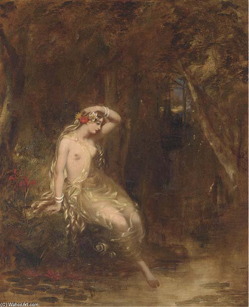 A Nymph At The Waters Edge — Alfred Joseph Woolmer