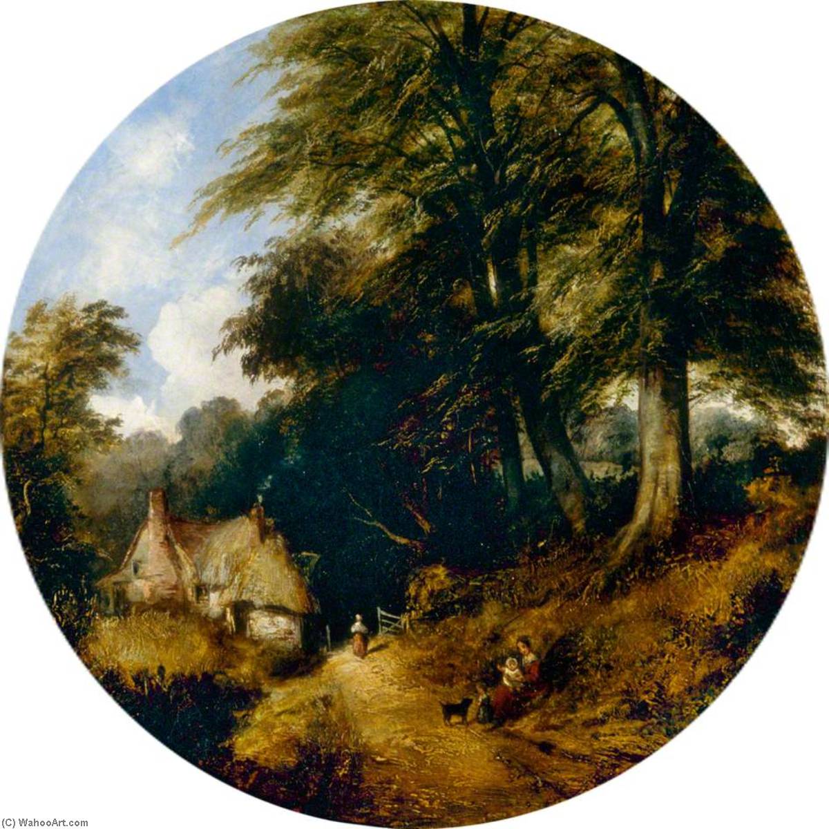 Country Lane With A Cottage — Henry Jutsum