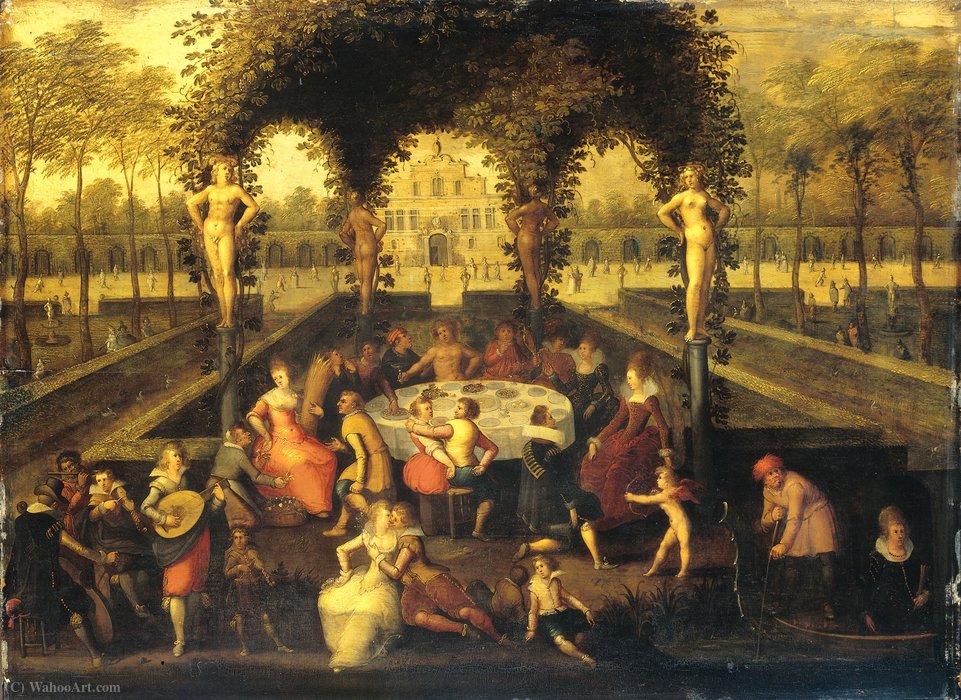 Venus, Bacchus And Ceres With Mortals In A Garden Of Love — Louis De Caullery