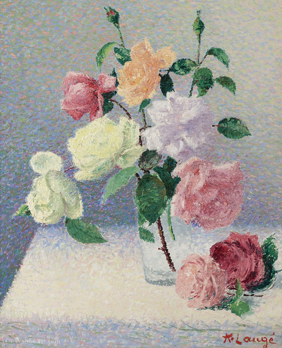Bouquet Of Roses In The Glass — Achille Laugé
