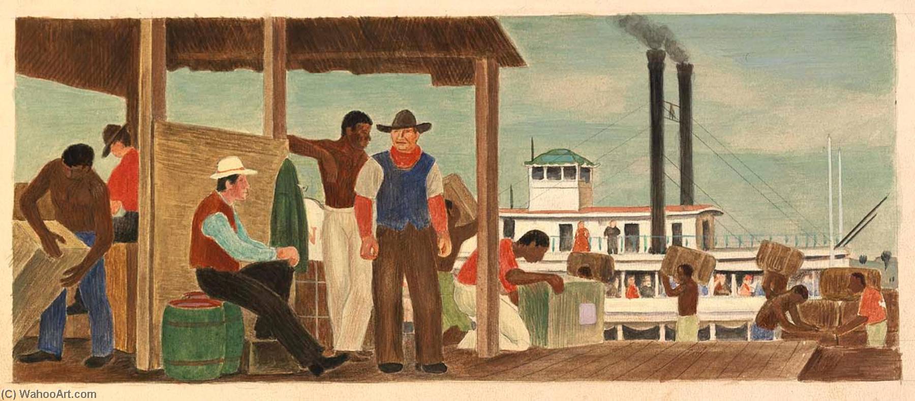 River Packet Ship (mural Study, St. Joseph, Mo. Post Office And Courthouse) — Gustaf Oscar Dalström