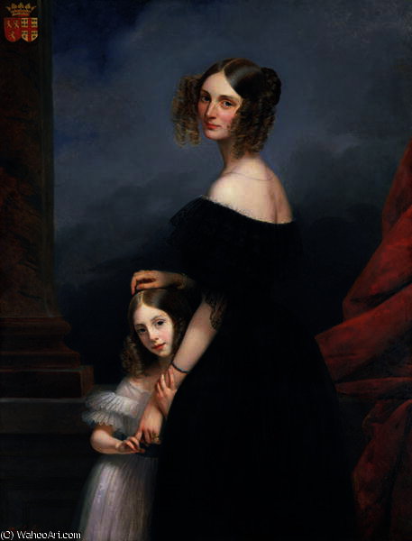 Anne-louise Alix De Montmorency, With Her Daughter — Claude Marie Paul Dubufe