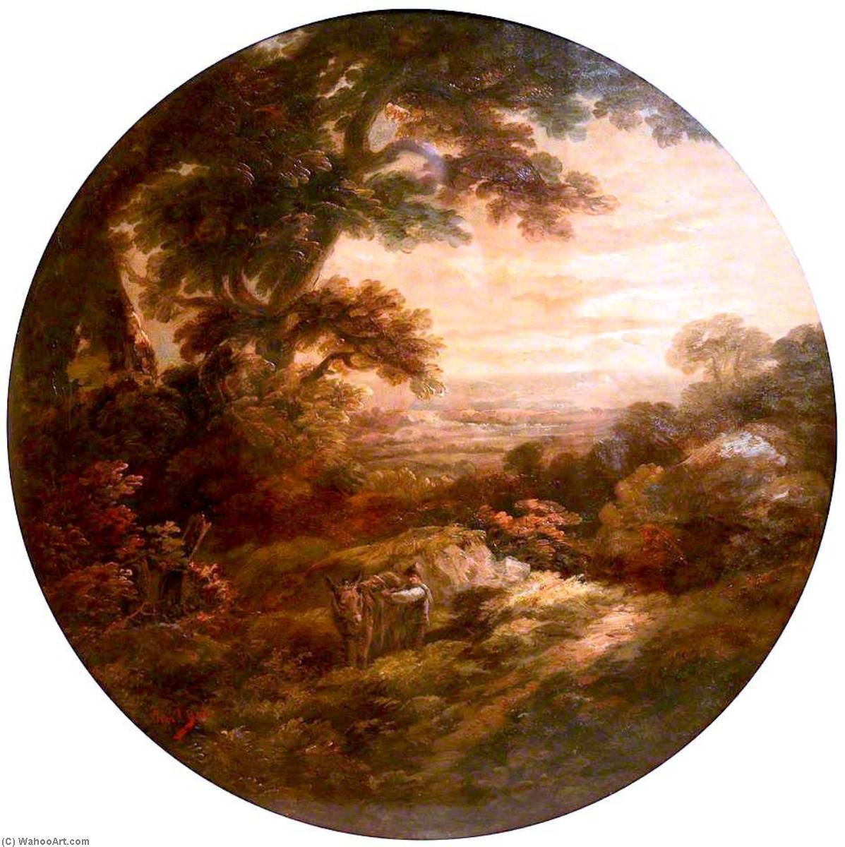 Landscape With Man And Donkey — John Joseph Barker