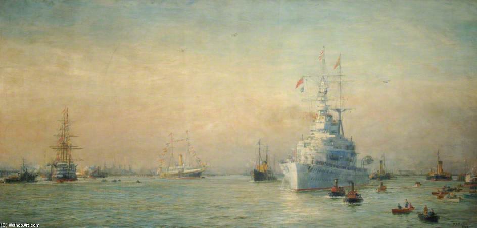 'renown' Leaving Portsmouth Harbour — William Lionel Wyllie
