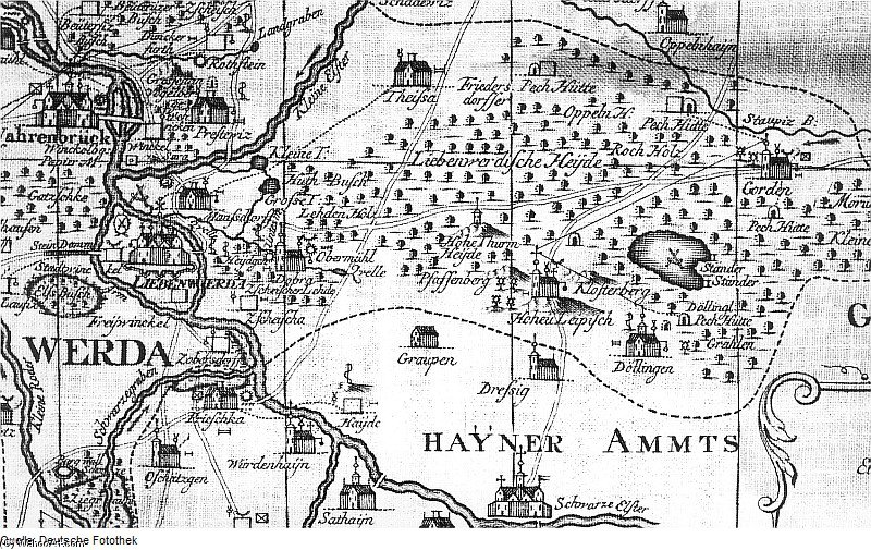 Karte Der Ämter Liebenwerda Und Schlieben Von Petrus — Pieter Schenck