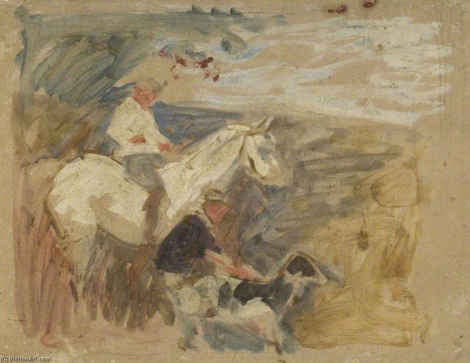 Study Of A Rider With Man And Calf (verso) — Sir Alfred James Munnings