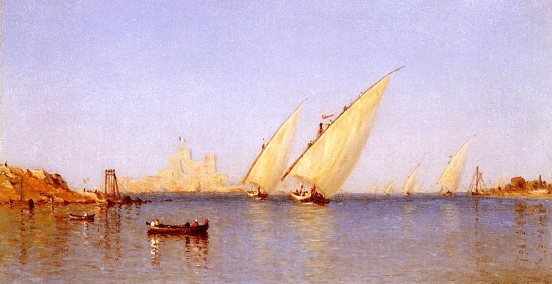 Fishing Boats Coming Into Brindisi Harbor — Sanford Robinson Gifford