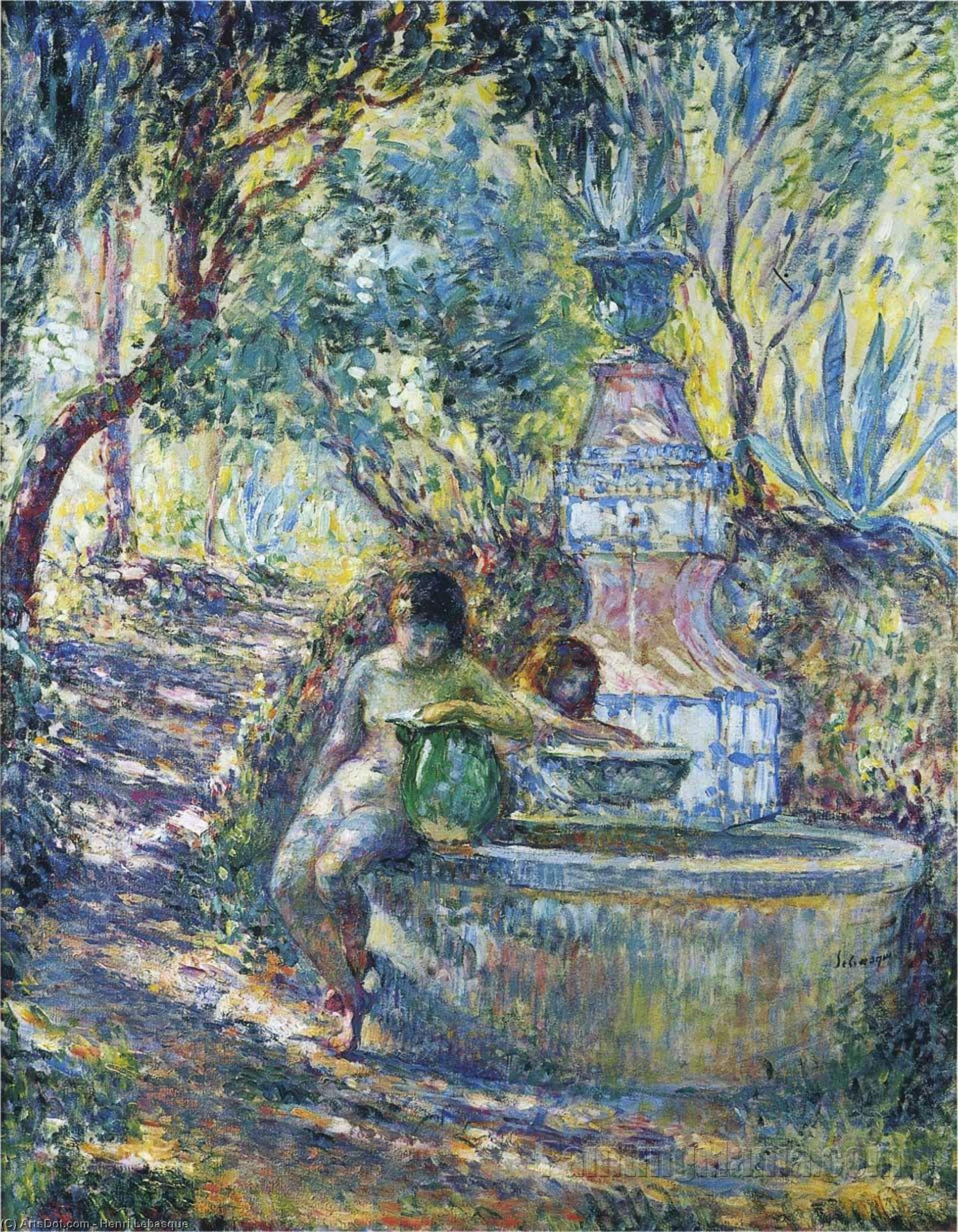 Two Girls At A Fountain In Saint Tropez — Henri Lebasque