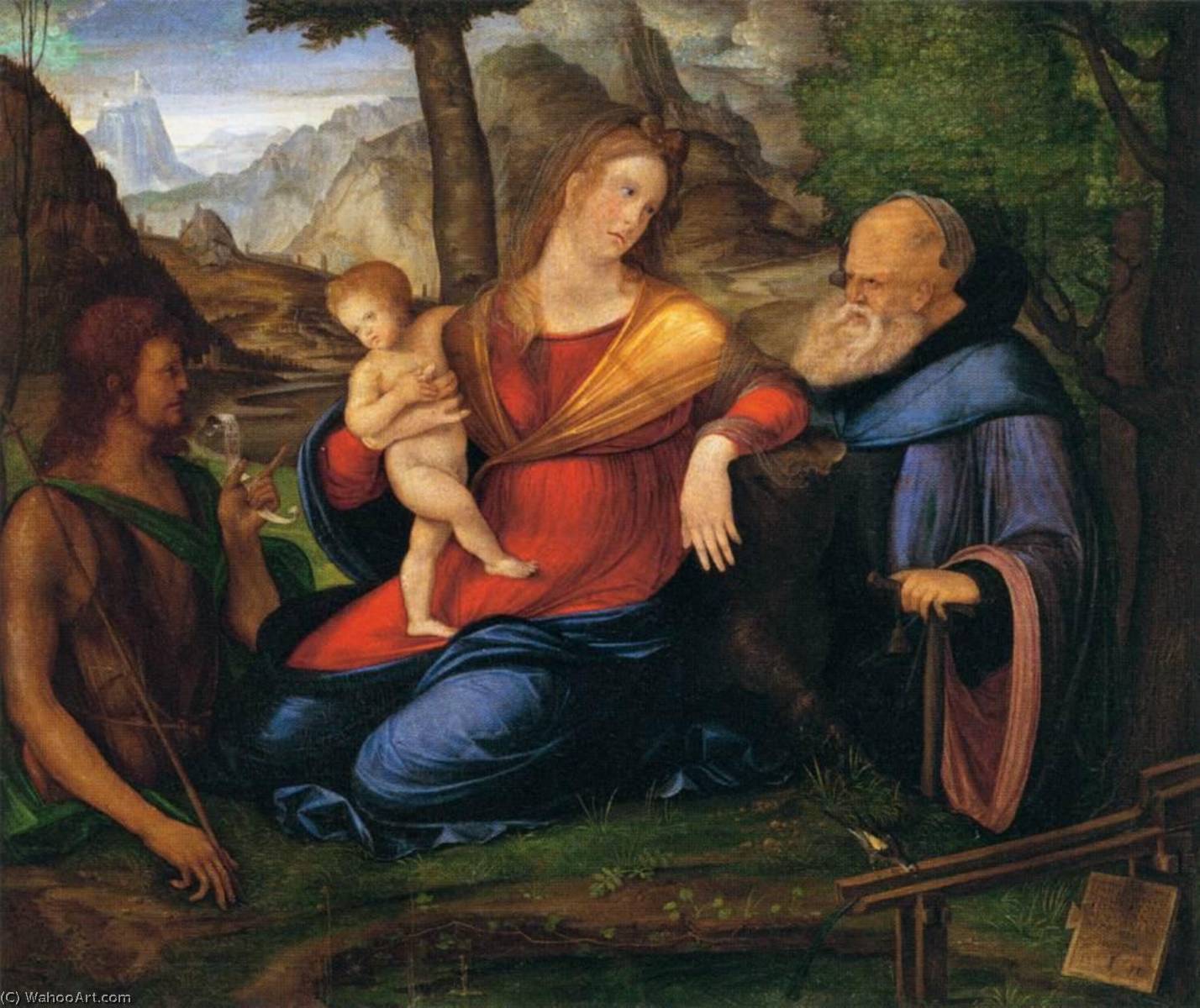 Virgin And Child Flanked By St John The Baptist And St Anthony Abbot — Jacopo Barbari
