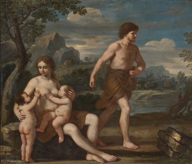 Adam And Eve With Cain And Abel — Giacinto Gimignani