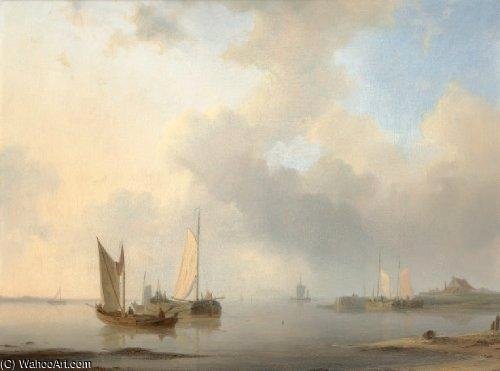 Dutch Barges In Calm Waters — Abraham Hulk Senior