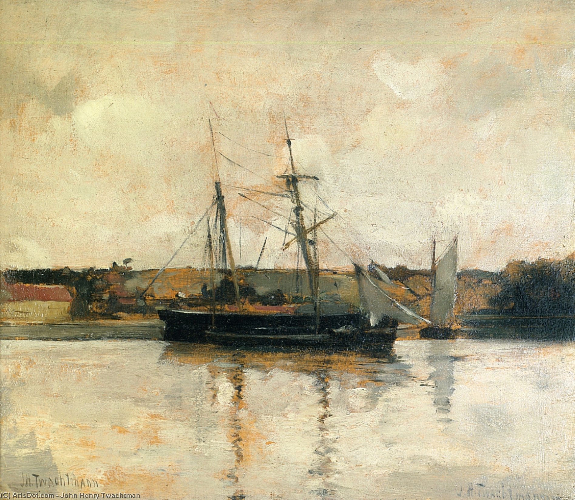 Sailing Boats, Dieppe Harbor — John Henry Twachtman