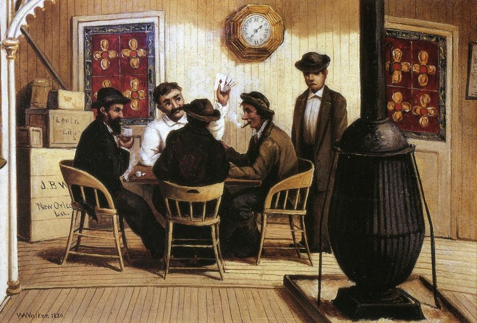 Card Players On The Steamboar — William Aiken Walker