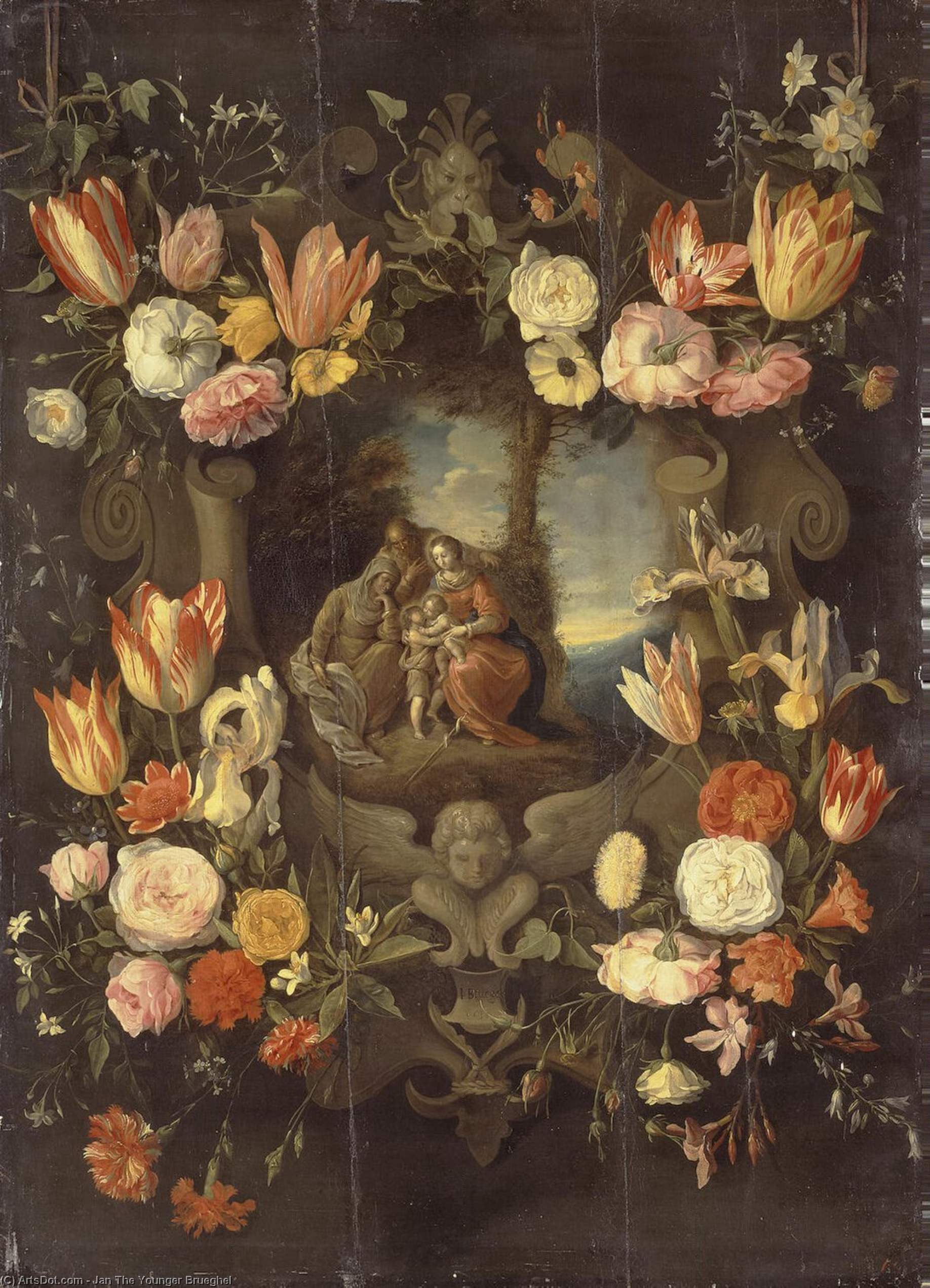 Holy Family Framed With Flowers — Jan Bruegel Mlađi