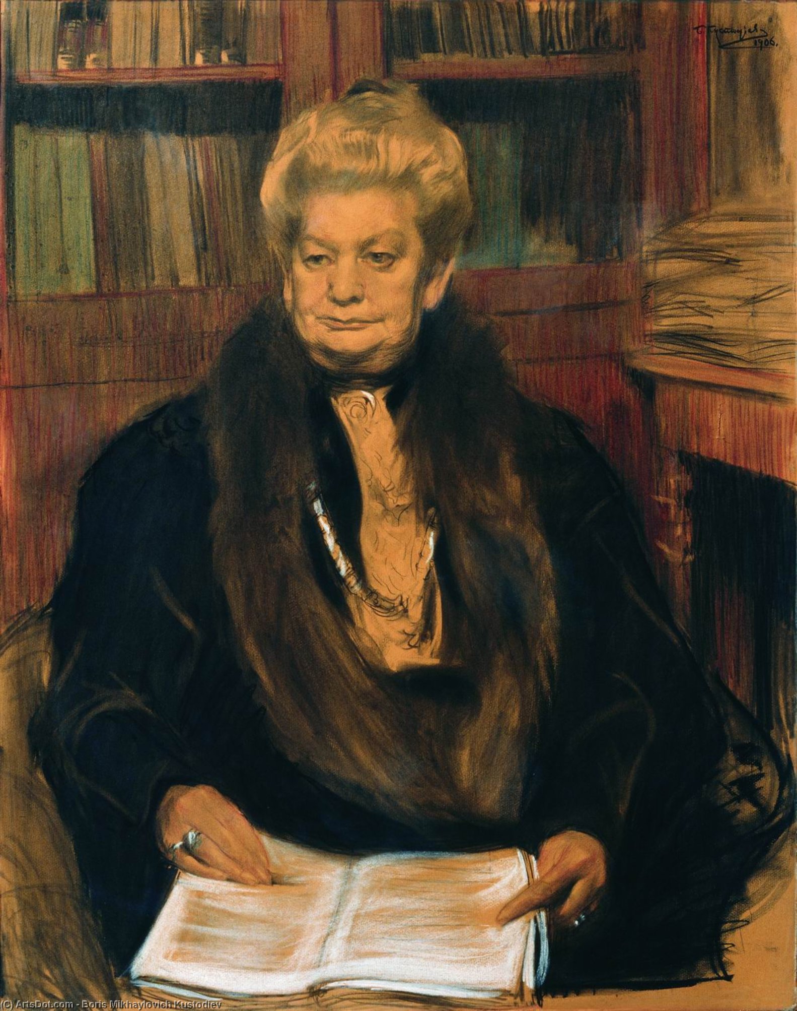 Portrait Of A Writer Alexandra Vasilevny Schwartz — Boris Mikhailovich Kustodiev