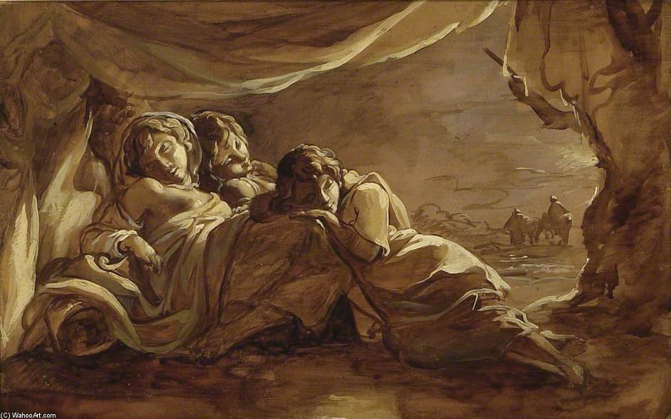Three Girls Asleep Under A Tent - Morning — Thomas Barker