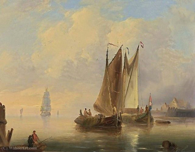 Shipping In Calm At Sunset — Govert Van Emmerik